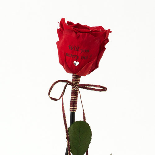 バラ一輪 Specialダイヤモンドローズ 花びらメッセージ レッド_オプション_花びらメッセージ_ハート型ラインストーン