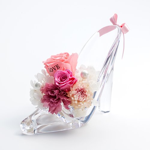 花びらメッセージ シンデレラの靴 お花イッパイ!プリザーブドフラワーアレンジ プロポーズ用