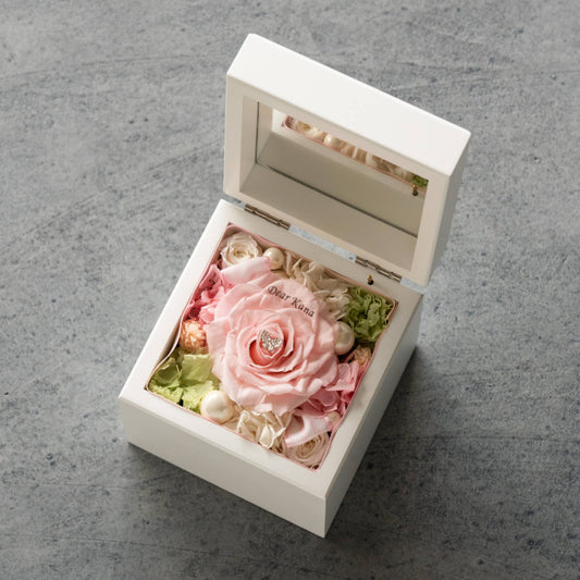 ダイヤモンド プロポーズフラワー高級オルゴールBOX ピーチ (SV925リメイクサービス付き)