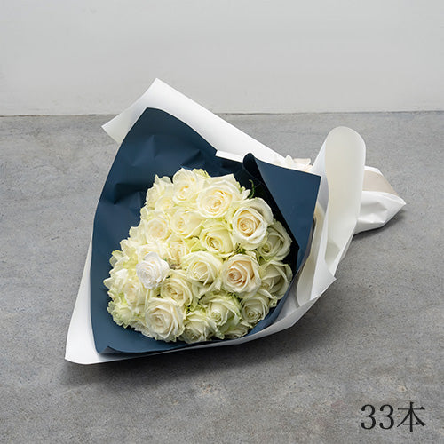 生花白バラの花束 プロポーズの定番 花びらメッセージ
