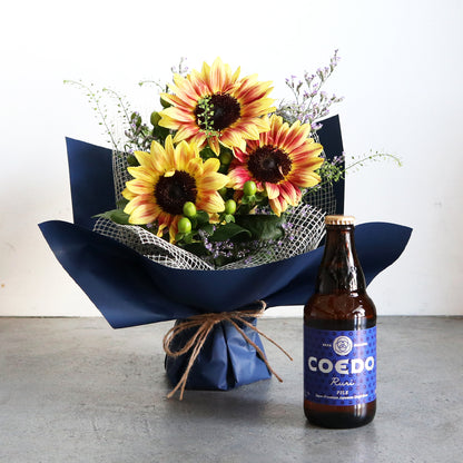 父の日限定　ひまわりのアレンジとCOEDOビールのセット