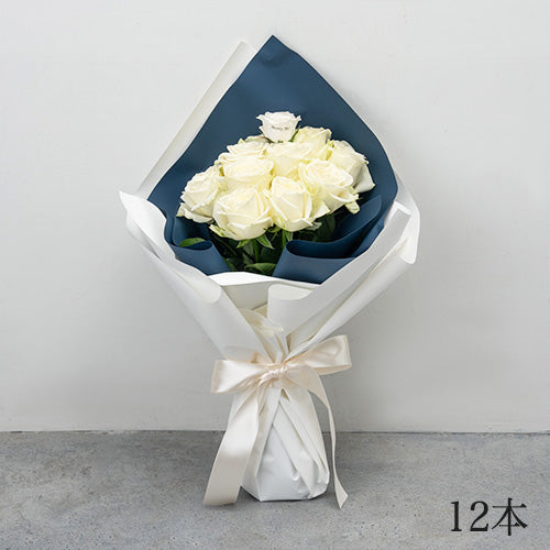 生花白バラの花束 プロポーズの定番 花びらメッセージ