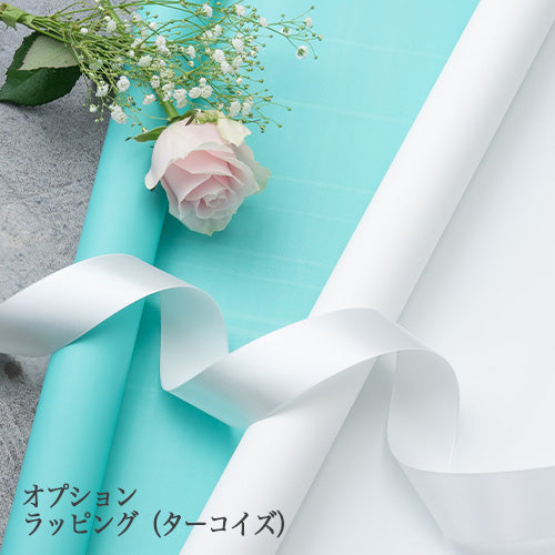 生花かすみ草とピンクのバラの花束 プロポーズの定番 花びらメッセージ