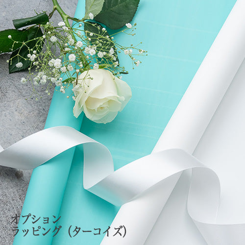 生花かすみ草と白バラの花束 プロポーズの定番 花びらメッセージ