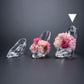 ホテルでプロポーズ 名入れ彫刻 シンデレラの靴クリスタルガラス≪ピンク≫+フラッグ装飾セット