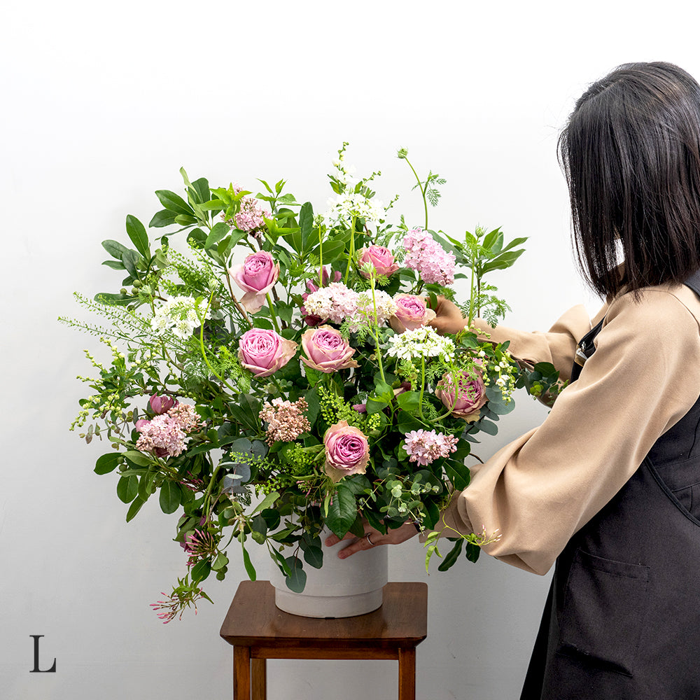 生花　季節のフラワーアレンジメント 花びらメッセージ