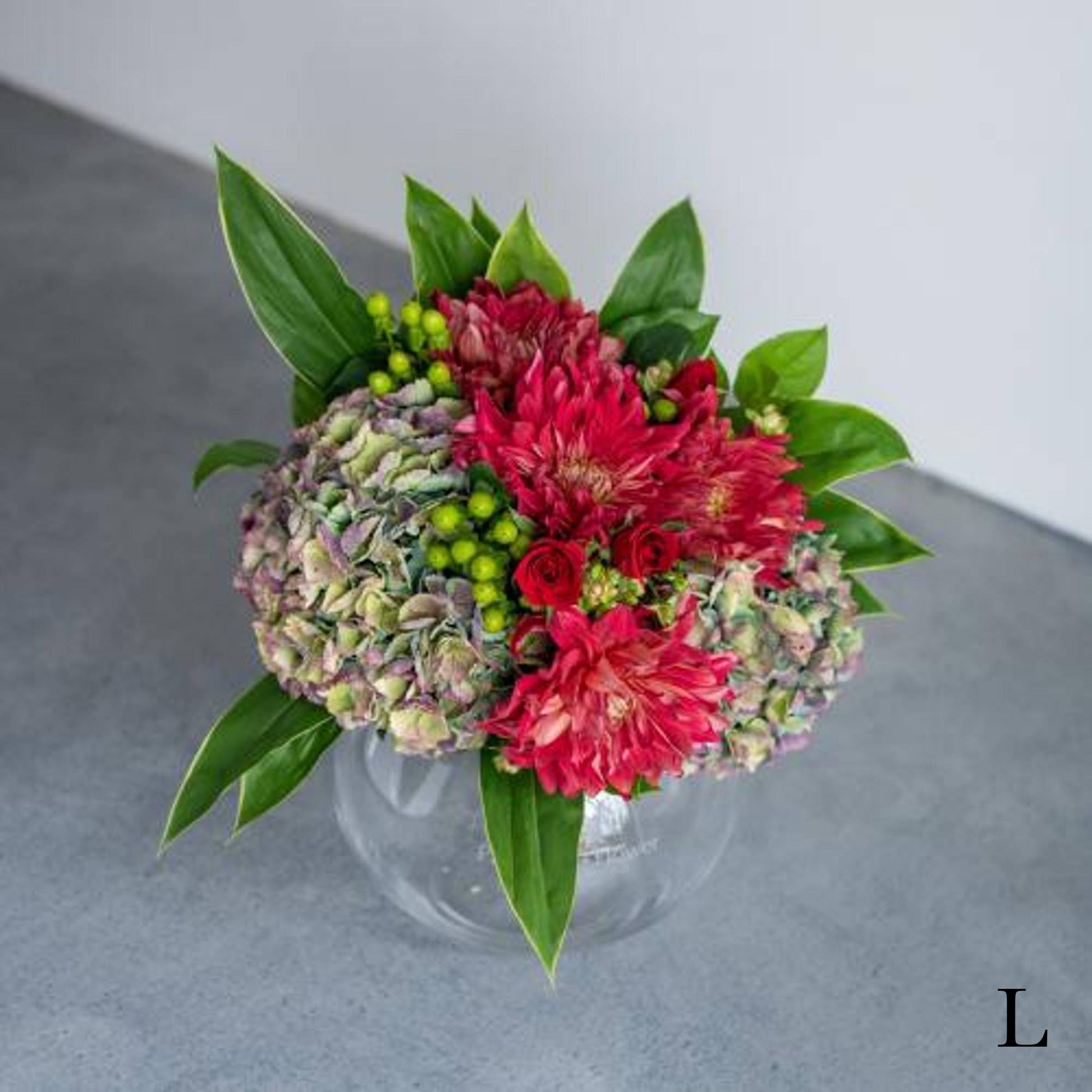花びらメッセージ ”生花”季節のブーケ_レッド_L