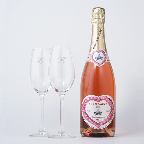 愛し合うカップルのためのシャンパン アンリ・ド・ヴォージャンシー + 彫刻ペアグラス