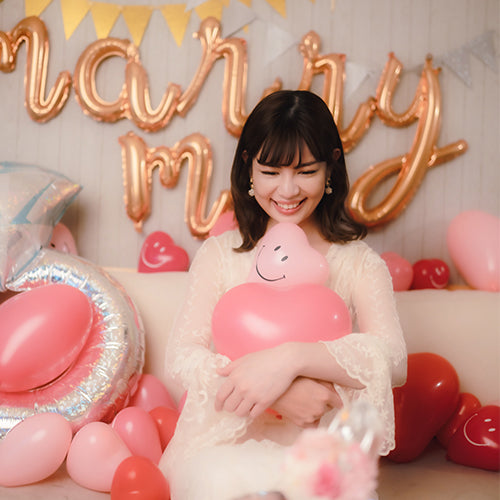 アイプリモ限定 ハートバルーン+高級ホワイトオルゴールBOX お花イッパイ!≪ピーチ≫