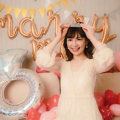 アイプリモ限定 ハートバルーン+高級ホワイトオルゴールBOX お花イッパイ!≪ピーチ≫