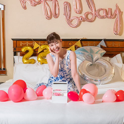 ホテルでプロポーズ Special高級オルゴールジュエリーBOX ≪Dピンク≫+フラッグ装飾セット