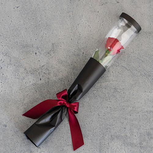 バラ一輪 プリザーブドフラワーローズ(専用バッグ付き) ≪レッド≫