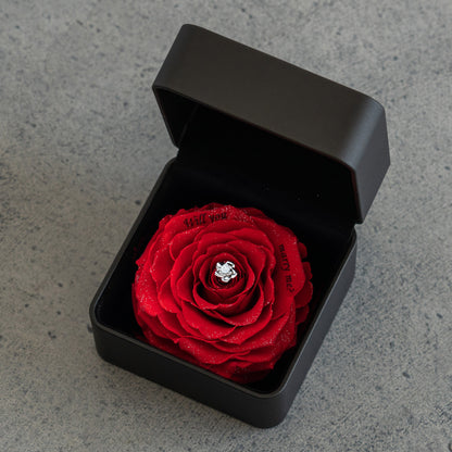 ダイヤモンド プロポーズフラワーBOX (婚約指輪リメイクサービス付き) 0.3ct　レッド　プロポーズ用