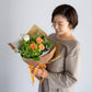 花びらメッセージ ”生花”季節のブーケ_オレンジ