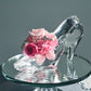 花に名入れ シンデレラの靴 クリスタルガラス プリンセスアレンジ プリザーブドフラワー プロポーズ用