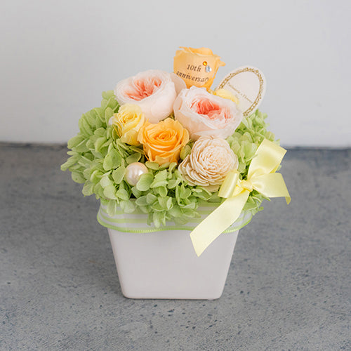 パステルプリザーブドフラワーアレンジL ≪オレンジ≫